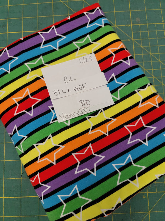 Cotton Lycra: Rainbow Stars and Stripes
