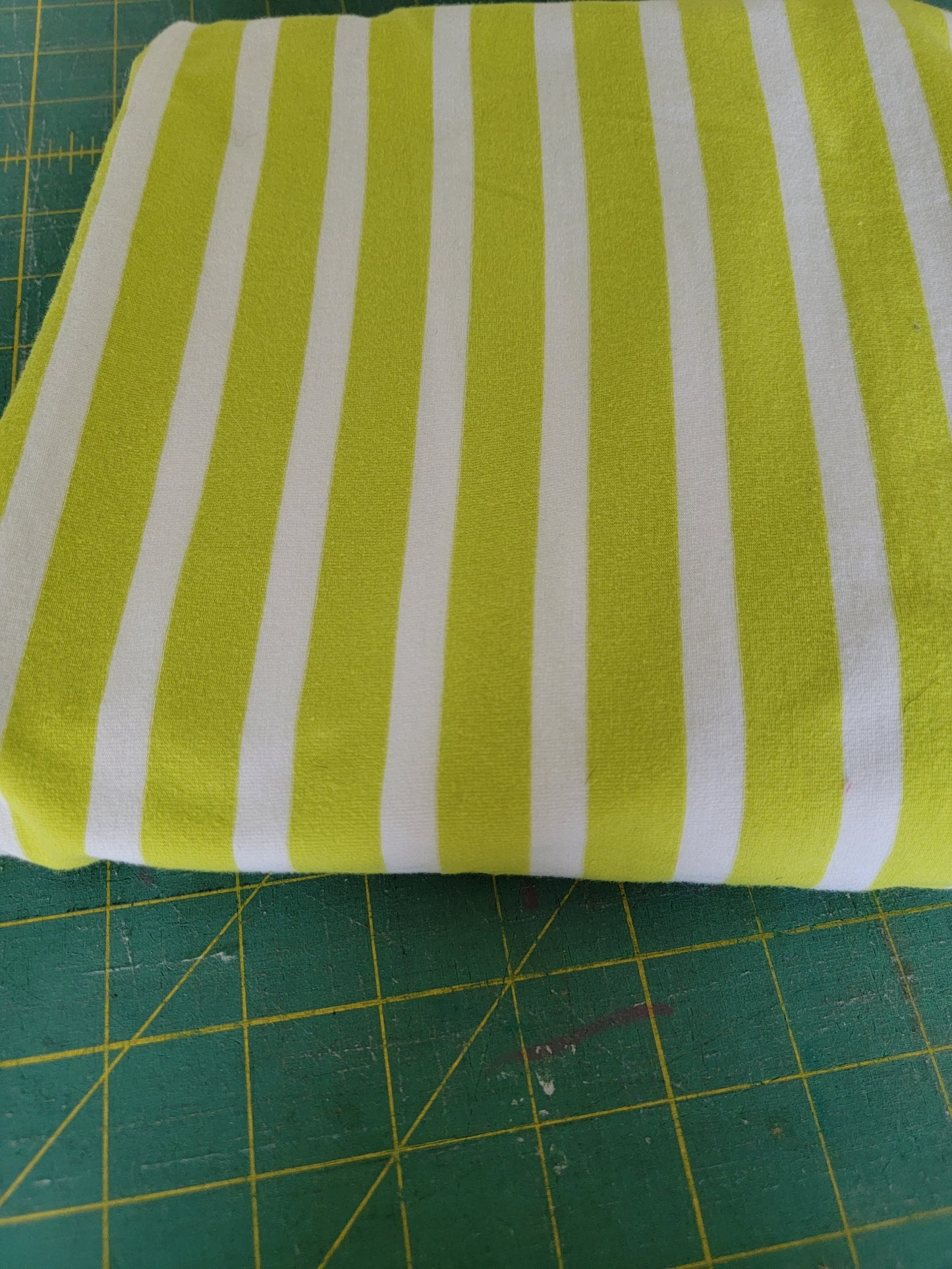 Cotton Lycra: white and lime stripe