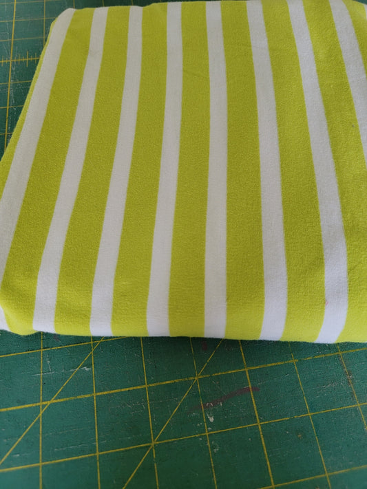 Cotton Lycra: white and lime stripe
