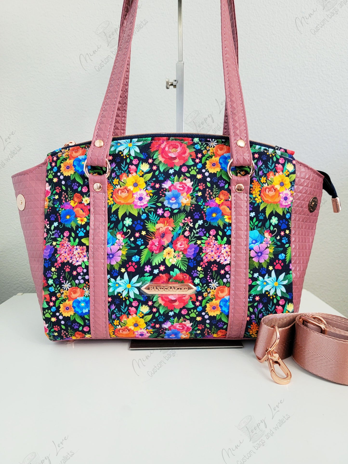 Rowena Handbag: Navy Floral