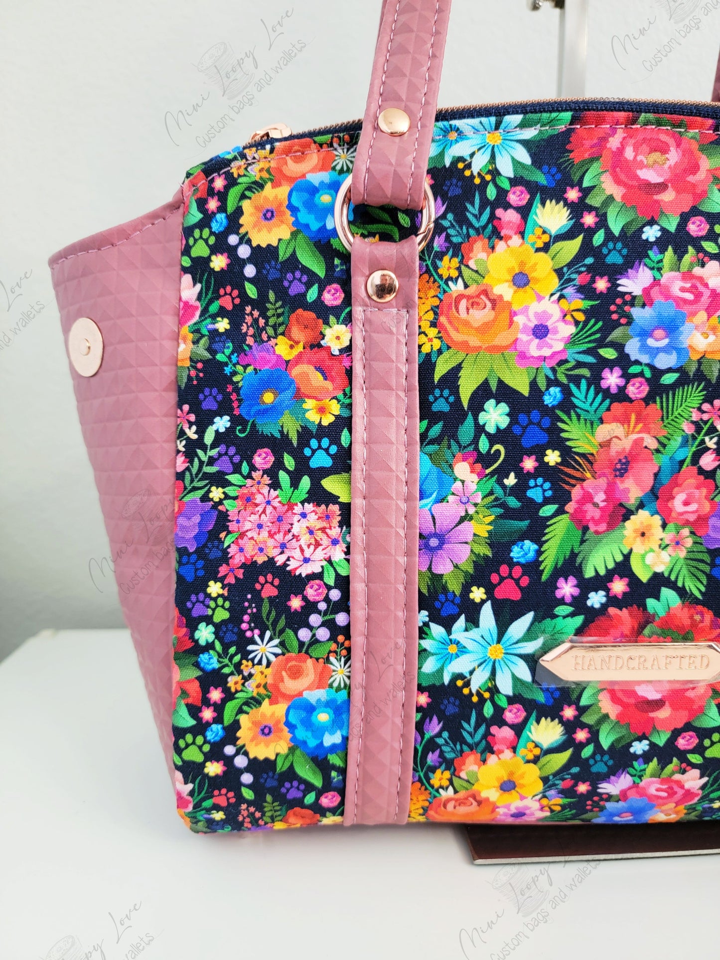 Rowena Handbag: Navy Floral