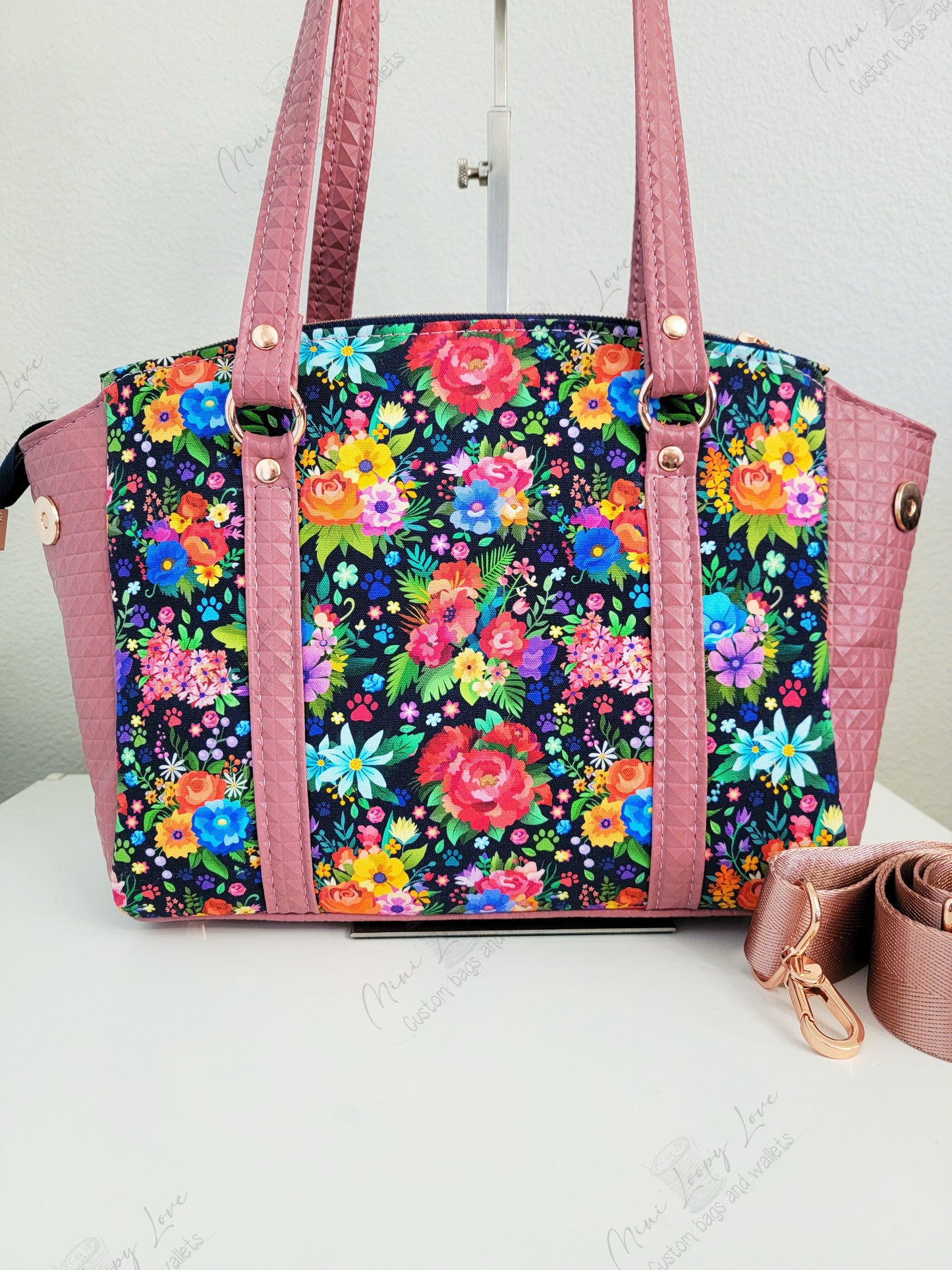 Rowena Handbag: Navy Floral
