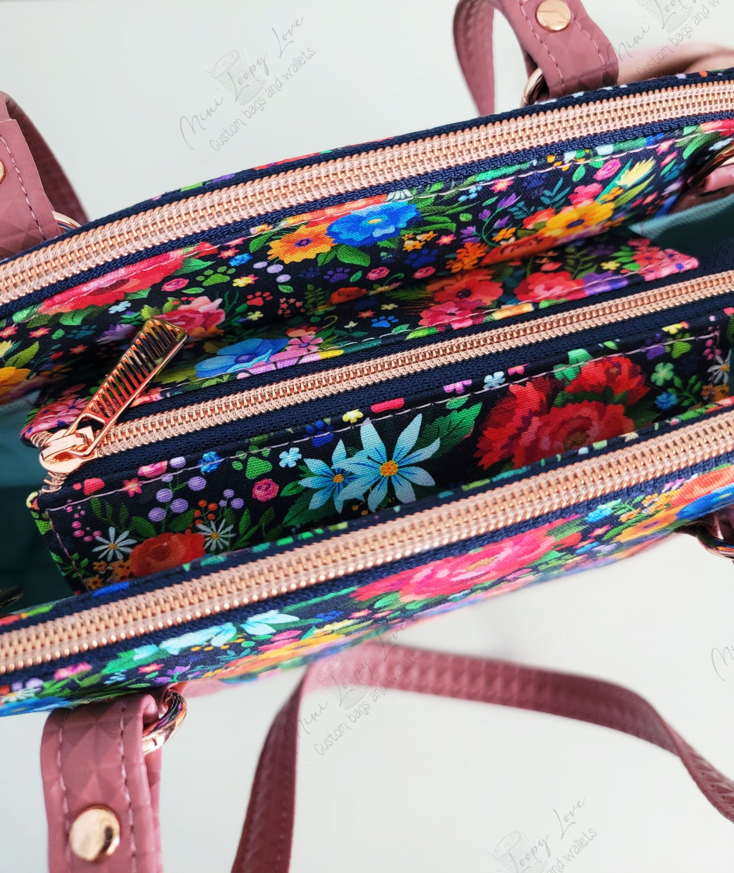 Rowena Handbag: Navy Floral