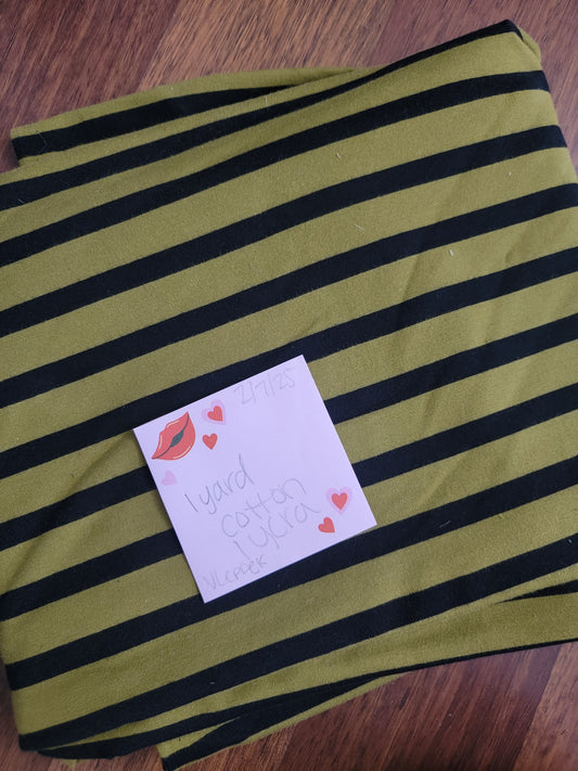 Cotton Lycra: Olive and black stripe