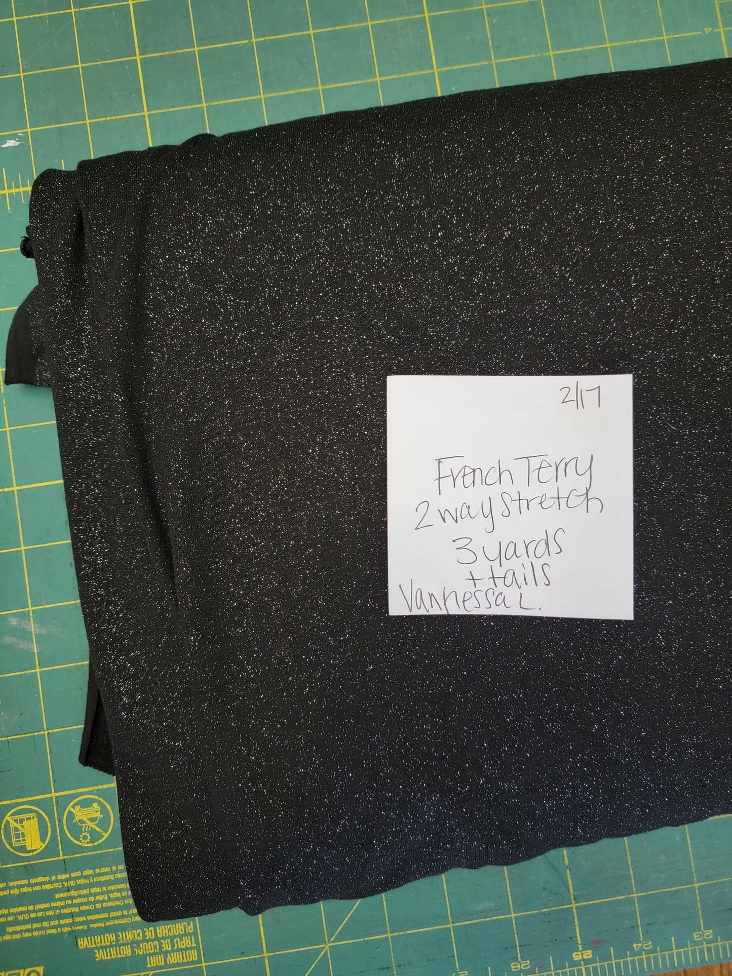 French Terry: Glitter- Black 3 yards