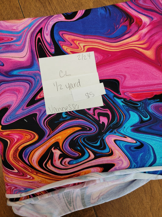 Cotton Lycra: Swirls- Rainbow