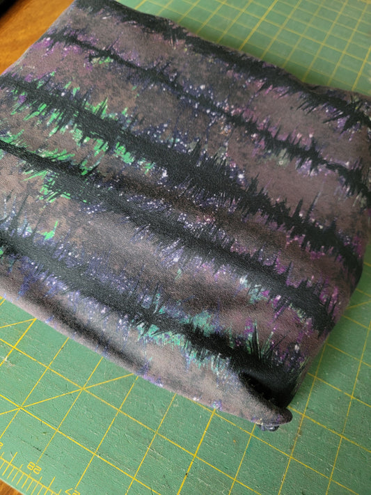 French Terry: Grey Grunge Faux Glitter Stripe