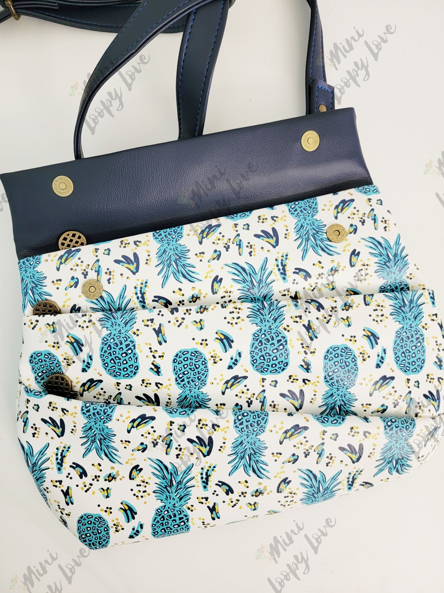 Fibi Fold-Over Crossbody Bag: Pineapples