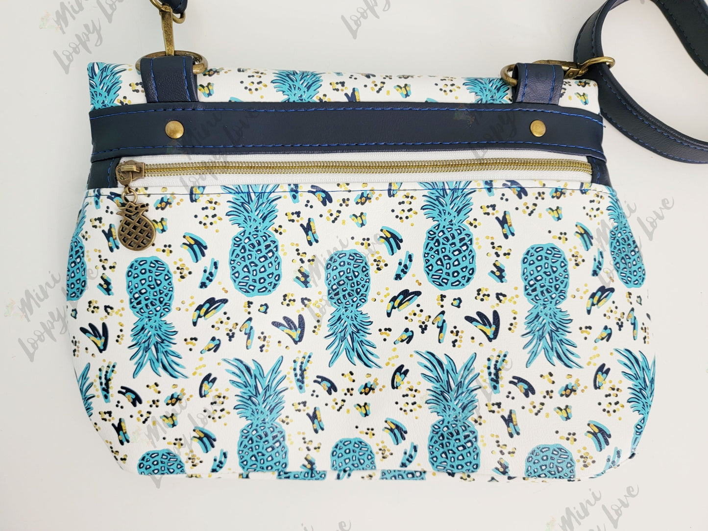 Fibi Fold-Over Crossbody Bag: Pineapples