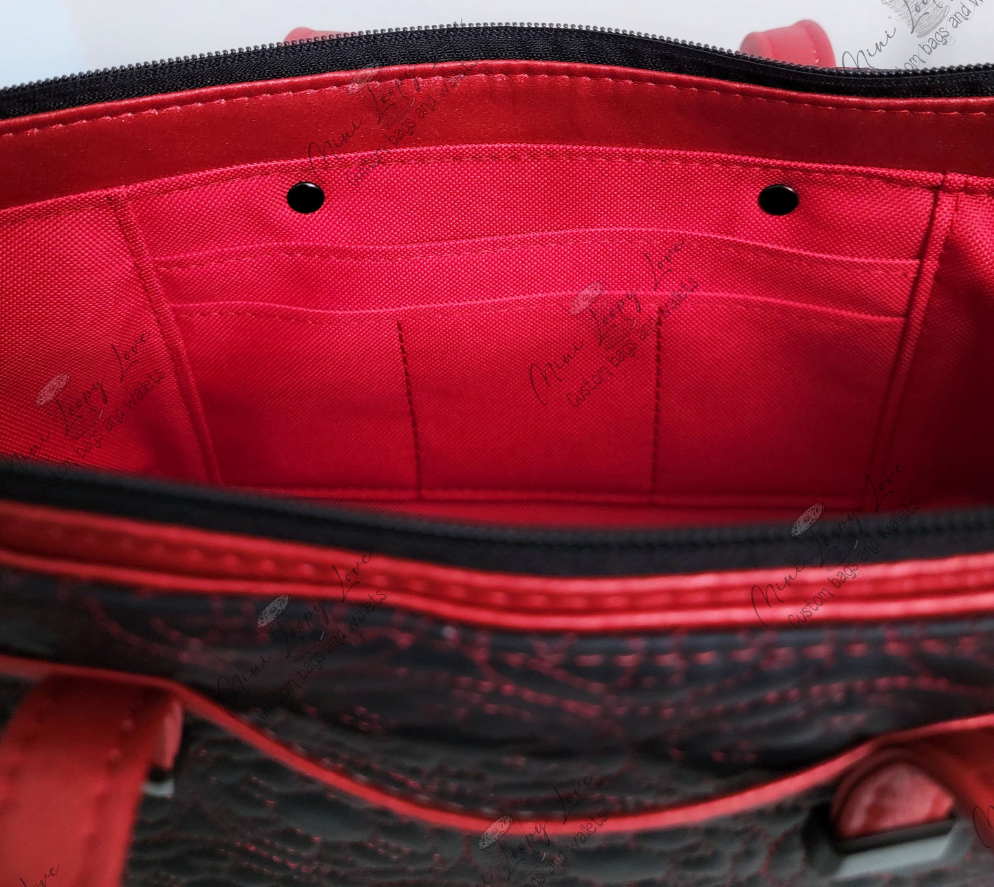 Celeste East West Bag: Red Quilted Cogs