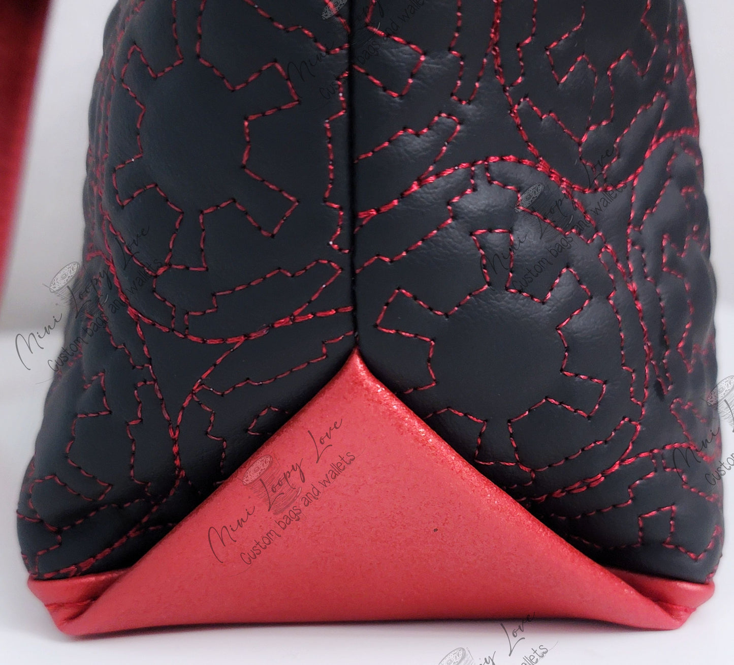 Celeste East West Bag: Red Quilted Cogs
