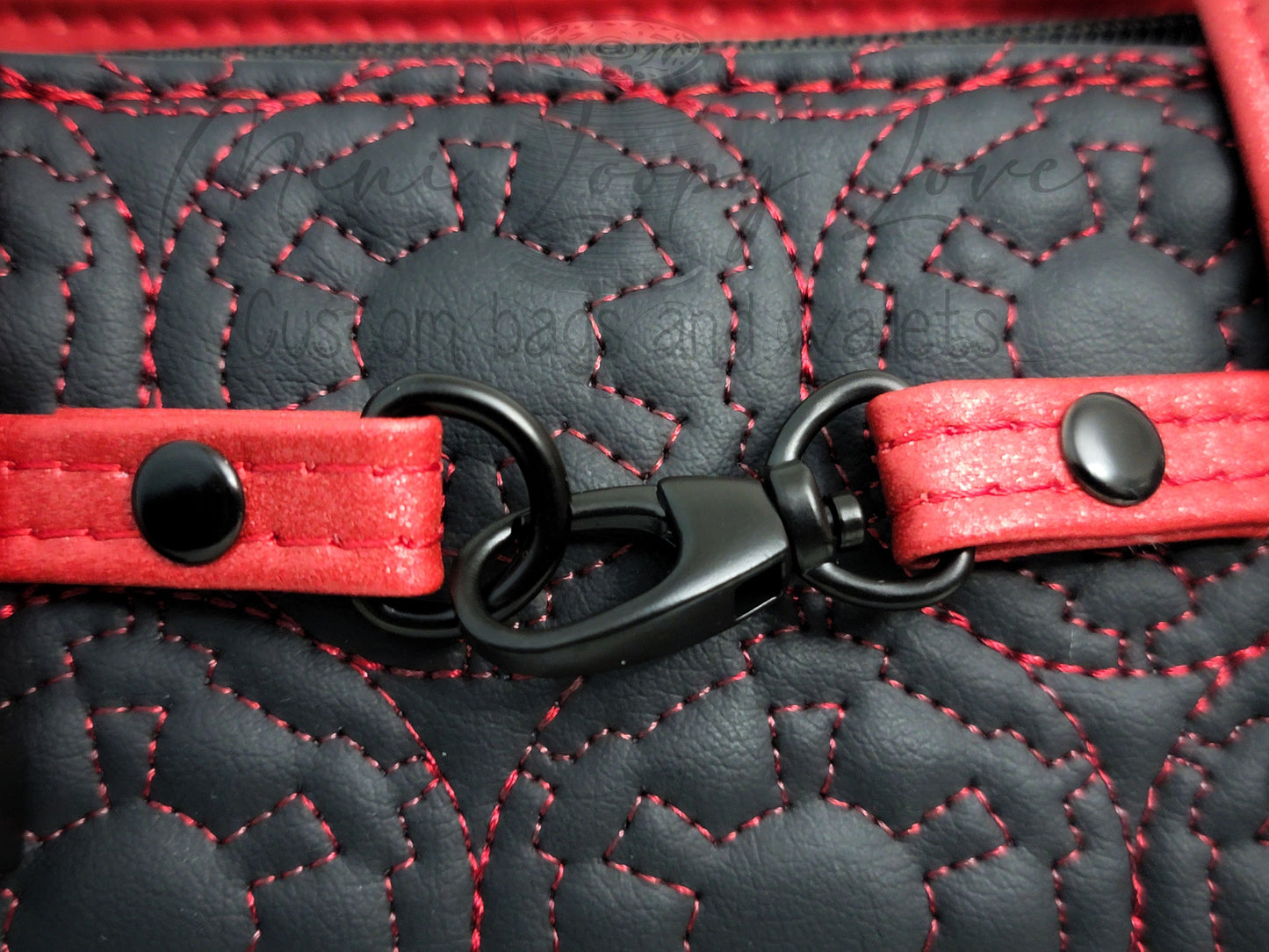 Celeste East West Bag: Red Quilted Cogs
