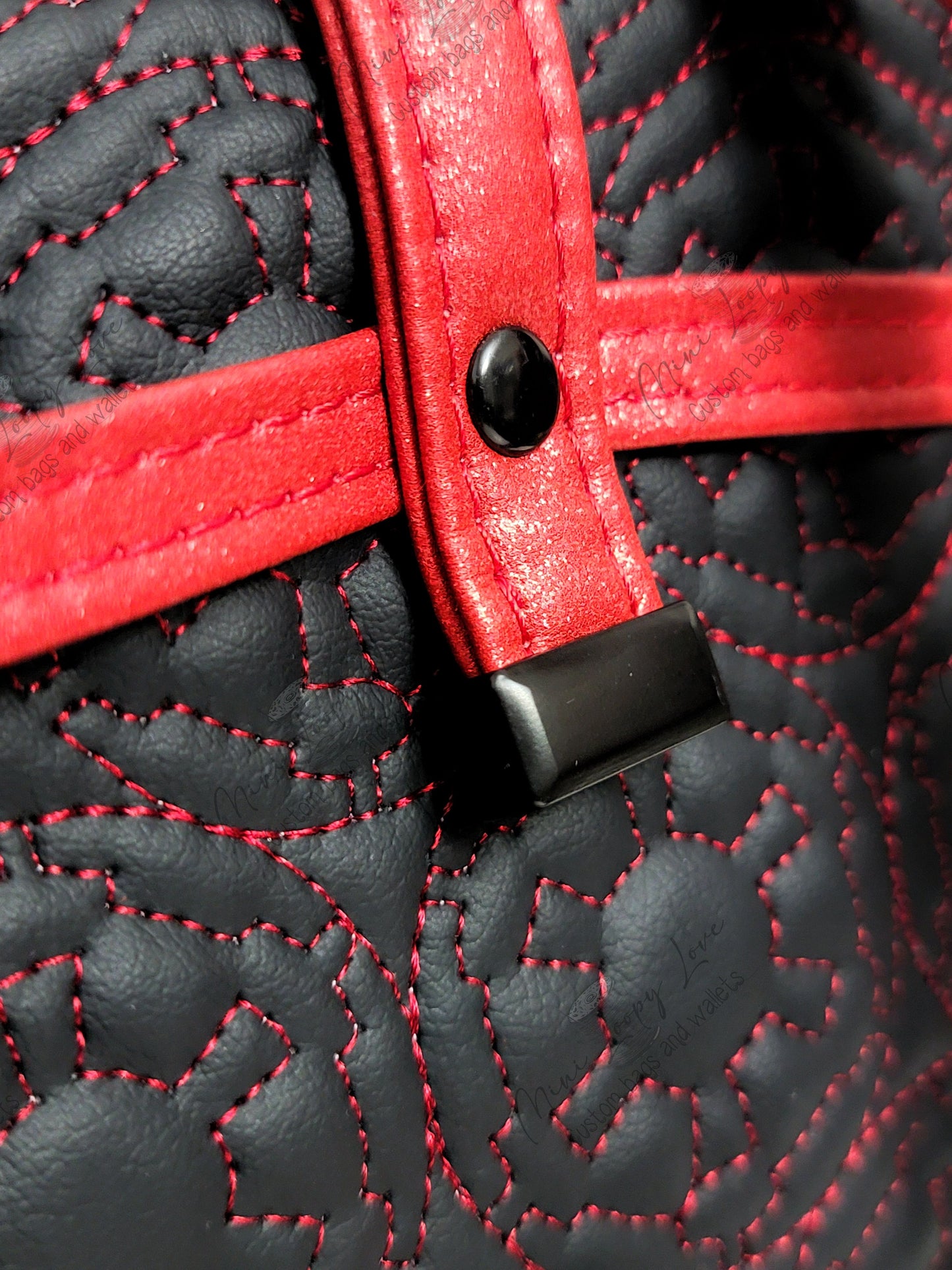 Celeste East West Bag: Red Quilted Cogs