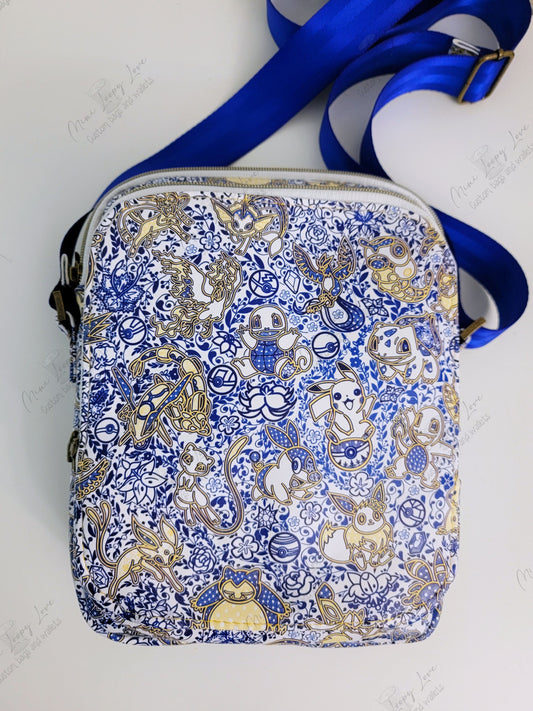 Widget Messenger Bag: Blue Poke Lace
