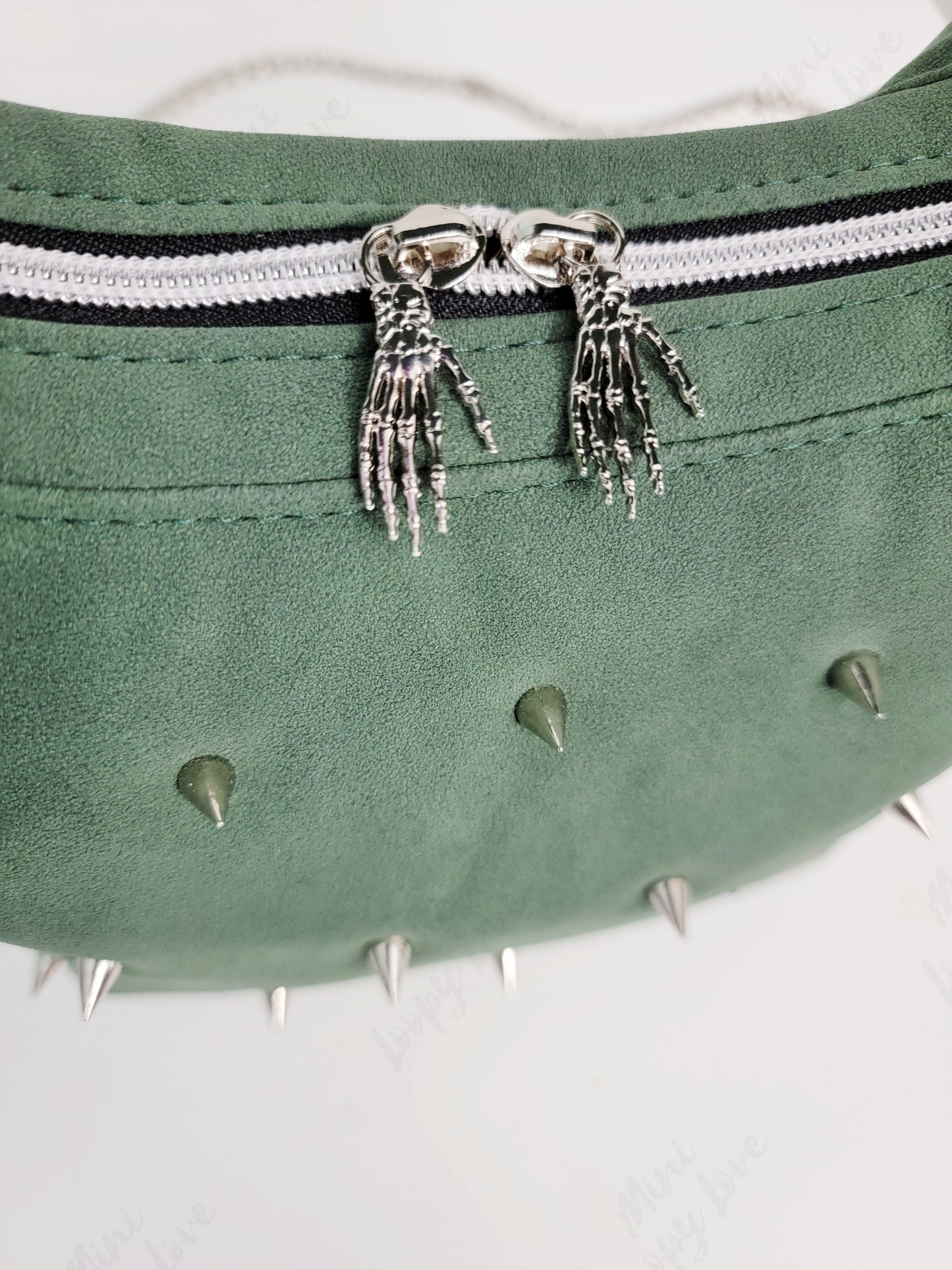 Mini Alice: Studded Green Faux Suede